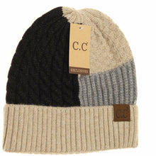Load image into Gallery viewer, Tri-Color Cuff Beanie HAT2065