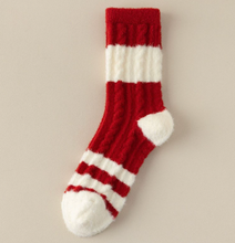 Load image into Gallery viewer, Holiday Candy Cane Cozy Socks