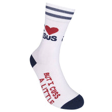 Load image into Gallery viewer, I Love Jesus (But I Cuss) Socks | Funny | Funatic