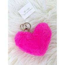 Load image into Gallery viewer, Pom Pom Heart Shape Plush Keychain