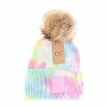 Load image into Gallery viewer, DOORBUSTER Tie Dye Fur Pom C.C Beanie
