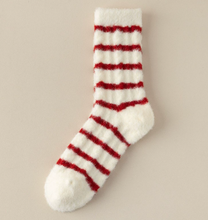 Load image into Gallery viewer, Holiday Candy Cane Cozy Socks