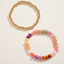 Load image into Gallery viewer, Mixed Marble Ombre CCB Beaded 2PC Stretch Bracelet