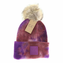 Load image into Gallery viewer, DOORBUSTER Tie Dye Fur Pom C.C Beanie