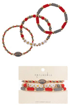 Load image into Gallery viewer, Football Enamel Game Day Beaded Stretch Bracelet