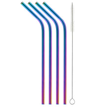 Load image into Gallery viewer, Metallic Rainbow Bent Stainless Steel Straw (4 pack)