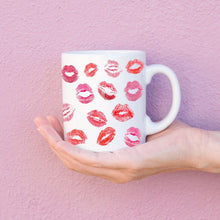 Load image into Gallery viewer, Lipstick Kisses Hearts Coffee Mug