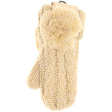 Load image into Gallery viewer, Kids 🧸 CC Multi-Tone Double Pom Fuzzy Lined Mittens
