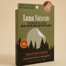 Load image into Gallery viewer, Hydrocolloid Bug Bite Relief Patches - 50 Transparent Patches

