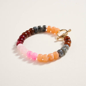 Marbled Ombre Rounded Beaded Stretch Bracelet