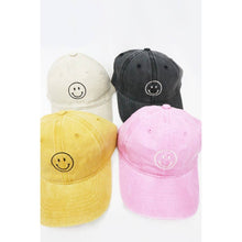 Load image into Gallery viewer, Smile Face Embroidered Washed Baseball Cap
