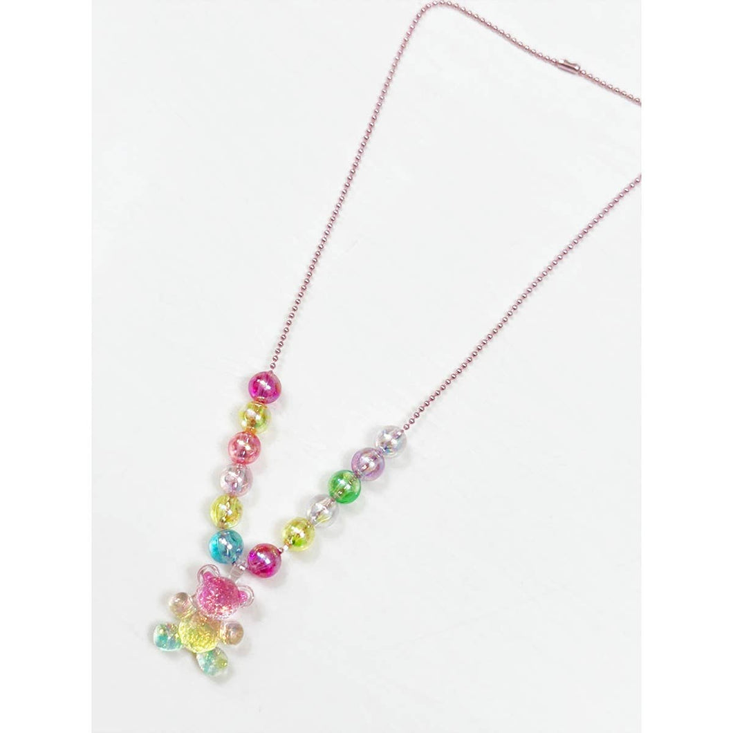 Kids Colorful Teddy Bear Beaded Necklace