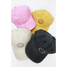 Load image into Gallery viewer, Smile Face Embroidered Washed Baseball Cap
