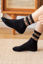Load image into Gallery viewer, Leopard Striped Detail Ribbed Cuffs Womens Socks

