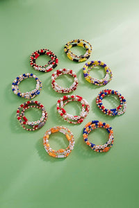 Football Enamel Game Day Beaded Stretch Bracelet