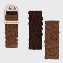 Load image into Gallery viewer, Wide Lace Elastic Headbands 2pc Set - Mocha &amp; Chocolate
