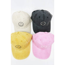 Load image into Gallery viewer, Smile Face Embroidered Washed Baseball Cap
