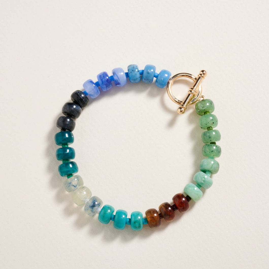 Marbled Ombre Rounded Beaded Stretch Bracelet