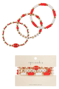 Football Enamel Game Day Beaded Stretch Bracelet