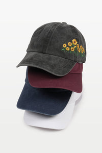 Sunflowers Side Embroidery Cotton Baseball Cap