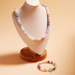 Flat Round Resin Bead Ombre Mixed Stretch Bracelet