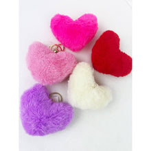 Load image into Gallery viewer, Pom Pom Heart Shape Plush Keychain
