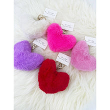 Load image into Gallery viewer, Pom Pom Heart Shape Plush Keychain
