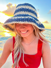 Load image into Gallery viewer, Broad Striped Paper Straw Hand Crochet C.C Bucket Hat
