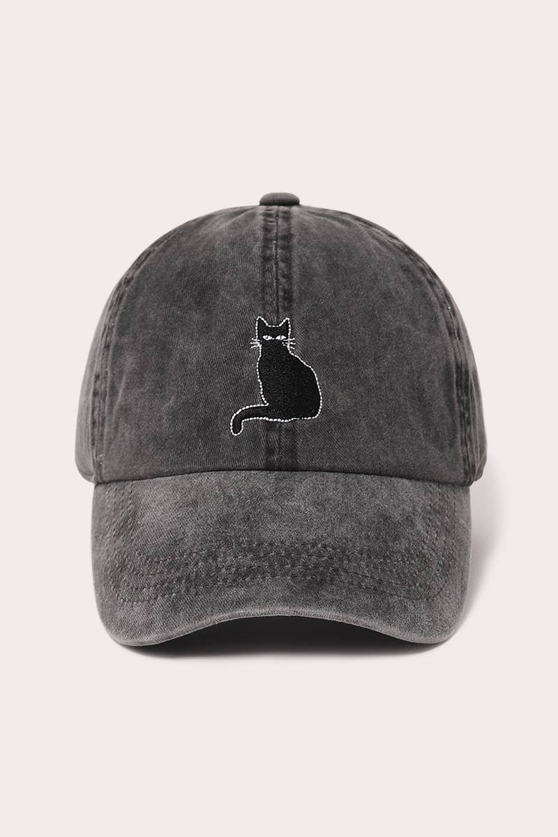 Halloween Spooky Cat Embroidered Baseball Cap