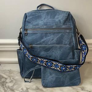 Blue Suede Brook Backpack + Pouch