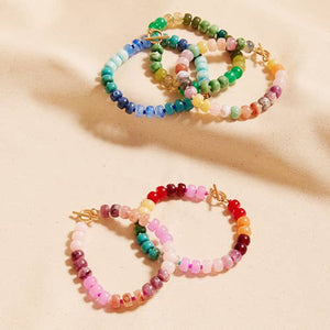 Flat Round Resin Bead Ombre Mixed Stretch Bracelet