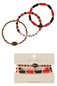 Football Enamel Game Day Beaded Stretch Bracelet