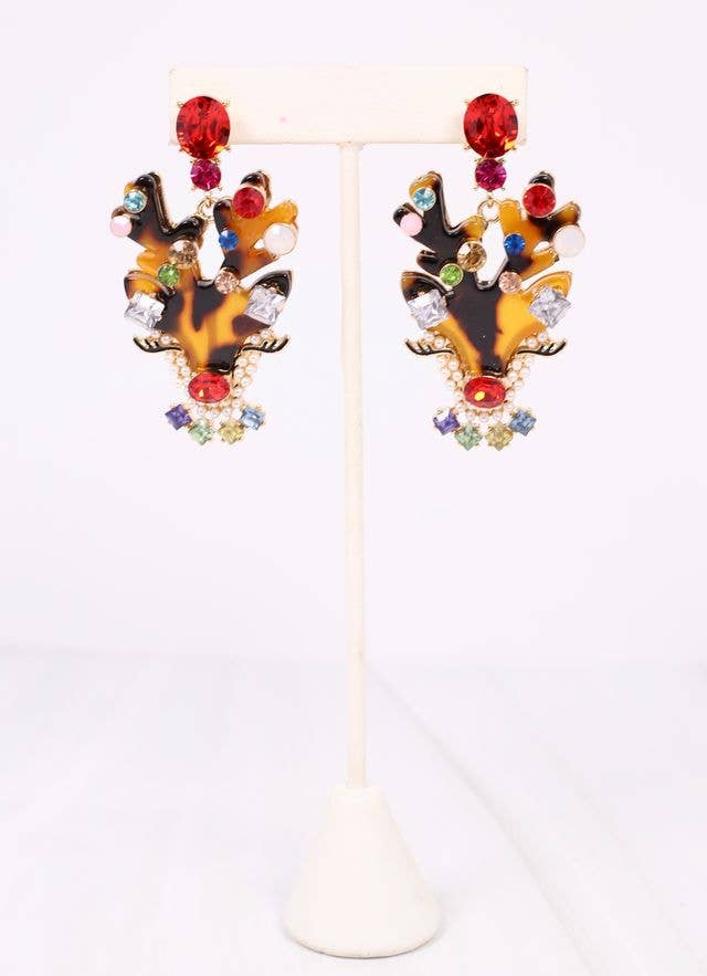 Rudolph Embellished Reindeer Earring
