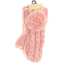 Load image into Gallery viewer, Kids 🧸 CC Multi-Tone Double Pom Fuzzy Lined Mittens
