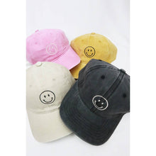 Load image into Gallery viewer, Smile Face Embroidered Washed Baseball Cap
