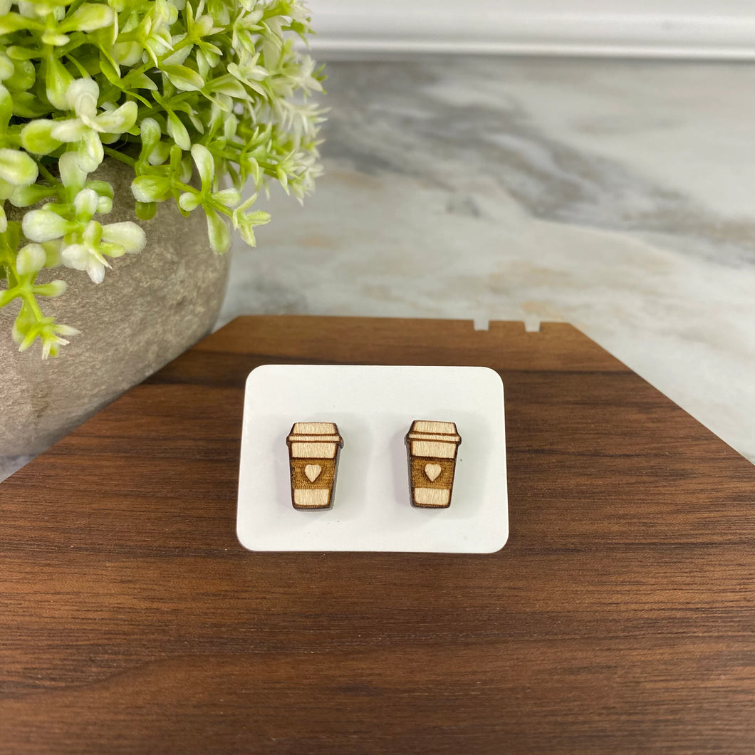 Wooden Coffee Cup Studs