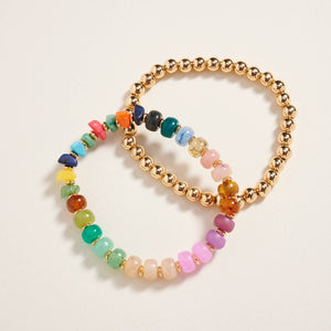 Mixed Marble Ombre CCB Beaded 2PC Stretch Bracelet