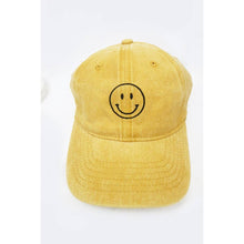 Load image into Gallery viewer, Smile Face Embroidered Washed Baseball Cap
