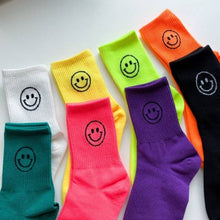 Load image into Gallery viewer, Smile woman Neon socks Combed cotton Crew Socks
