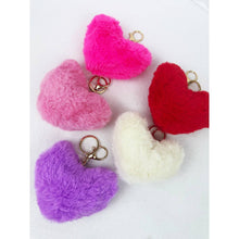 Load image into Gallery viewer, Pom Pom Heart Shape Plush Keychain
