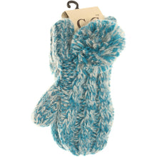 Load image into Gallery viewer, Kids 🧸 CC Multi-Tone Double Pom Fuzzy Lined Mittens
