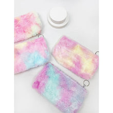 Load image into Gallery viewer, Tie Dyed Faux Fur Coin Purse with Key Ring
