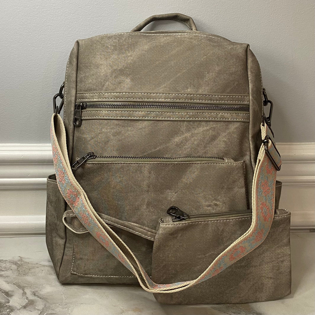 Gray Suede Brook Backpack + Pouch