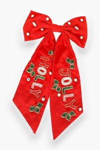 Holly Jolly Hair Bow Red