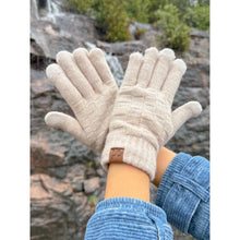 Load image into Gallery viewer, Woven Checkered Texture C.C Gloves - Beige
