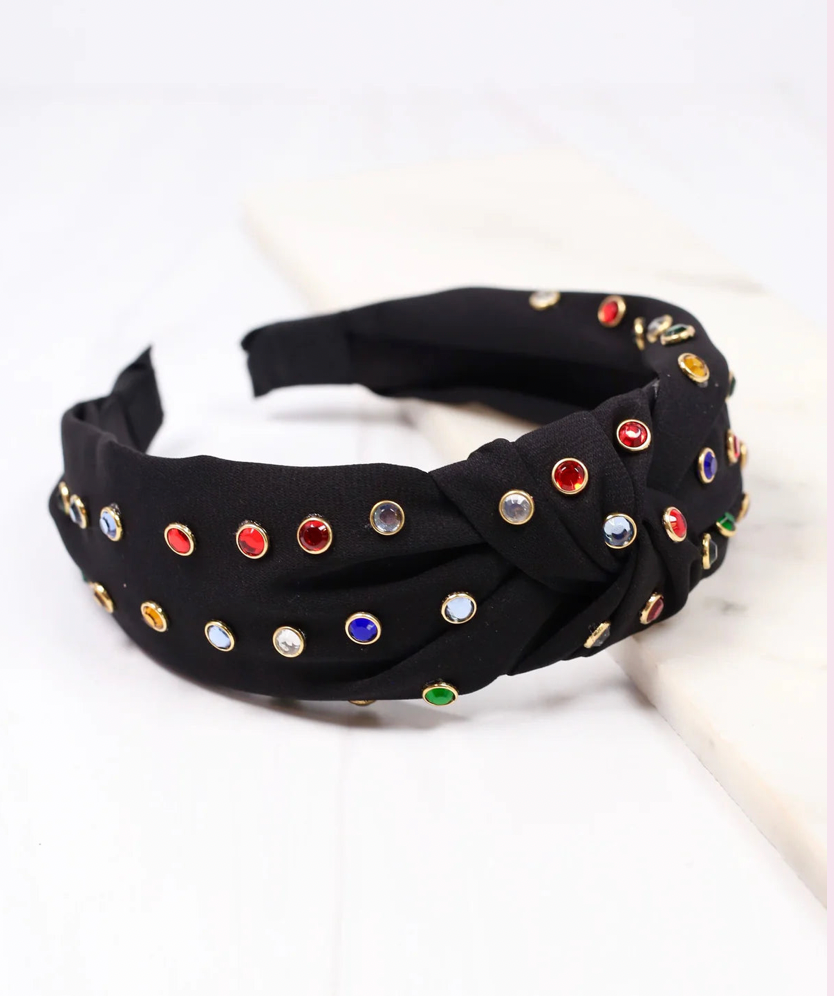 Halle Jeweled Headband Black