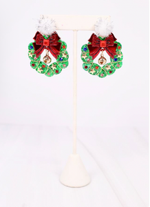 Pom Pom Wreath Earring Green