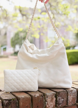 Load image into Gallery viewer, Harlow Tote with Pouch Cream
