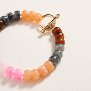 Marbled Ombre Rounded Beaded Stretch Bracelet