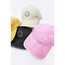Load image into Gallery viewer, Smile Face Embroidered Washed Baseball Cap
